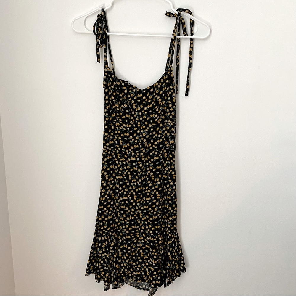 Wild Fable NWT Tie Strap Lemon Print Open Back Mini Dress